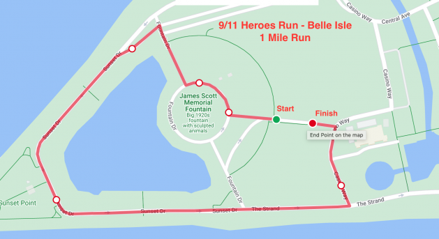 1 Mile Race Route Belle Isle